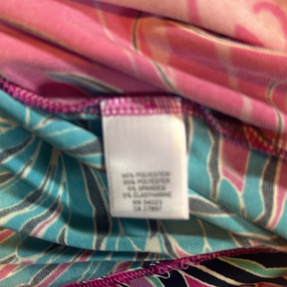 Banana Republic floral tropical colorful Vneck mini dress shirt elbow sleeves - Picture 7 of 8